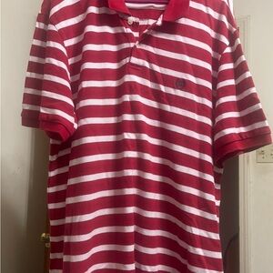 Chaps Bold Red and White Striped Polo Shirt XL